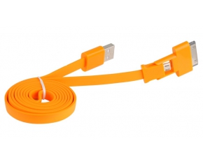 CABLE PLANO USB A MICRO-USB & APPLE 30 PINES NARAN